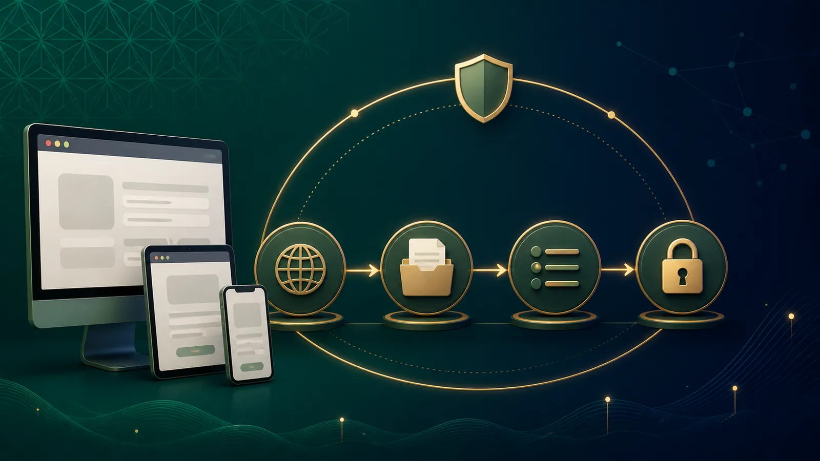 ওয়েব, অ্যাপ, APK ও লগইন তথ্য-পথের অ-পার্সন ধারণাচিত্র